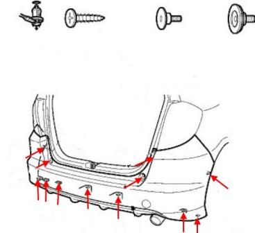 diagram of rear bumper Honda Fit/Jazz (2007-2013)